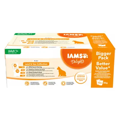 Kapsička Iams Delights mořské a suchozem. maso v želé multipack 72x85g