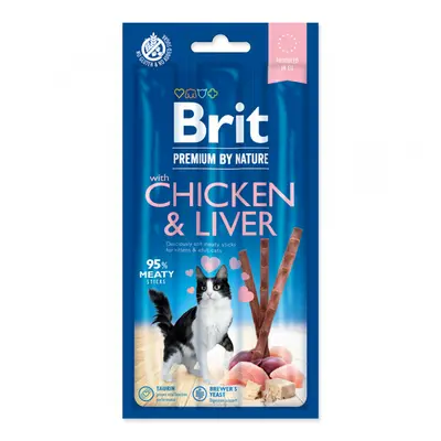 Tyčinky Brit Premium by Nature Cat Sticks with Chicken & Liver 3ks