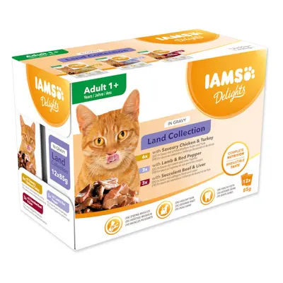 Kapsičky IAMS výběr ze suchozemských mas v omáčce multipack 1020g (12x85gr)