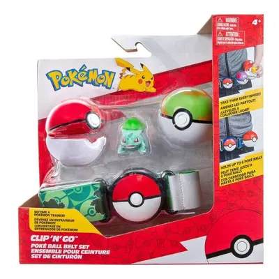 Pokémon Clip and Go set Bulbasaur s páskem - Poké Ball + Nest Ball