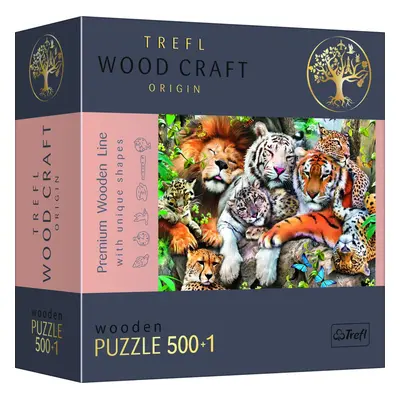 Trefl Wood Craft Origin Puzzle Divoké kočky v džungli 501 dílků - dřevěné - Trefl