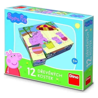 Peppa Pig - Dřevěné kostky 12 ks - Dino