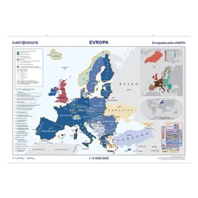 Evropa - Evropská unie a NATO 1:5 000 000 nástěnná mapa, 1. vydání