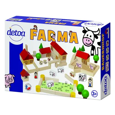 Detoa Farma stavebnice dřevo 100ks v krabici 30x20x6cm - Detoa