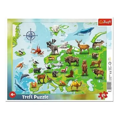 Trefl Puzzle Mapa Evropy se zvířátky / 25 dílků