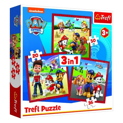 Trefl Puzzle Tlapková patrola: Veselí pejsci/3v1 (20,36,50 dílků) - TOMI