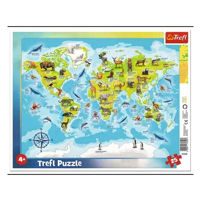 Trefl Puzzle Mapa světa se zvířátky / 25 dílků