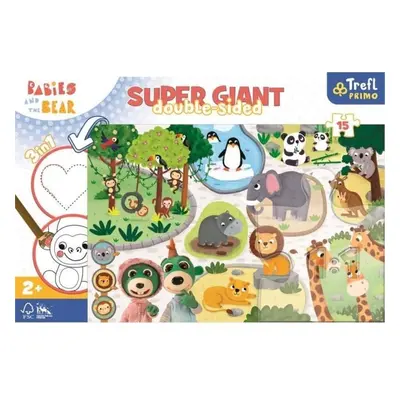 Trefl Puzzle Treflíci a mláďata v ZOO super giant 15 dílků - oboustranné