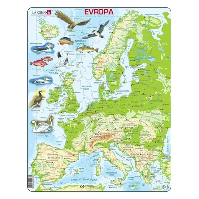 Puzzle MAXI - Mapa Evropy geografická/87 dílků - Larsen