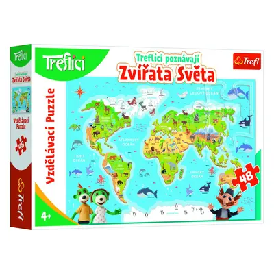 Trefl Puzzle Treflíci poznávají zvířátka světa / 48 dílků - Trefl