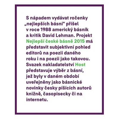 Nejlepší české básně 2015 - Petr Borkovec