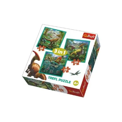 Trefl Puzzle Neobyčejný svět dinosaurů 3v1 (20,36,50 dílků)