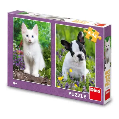 Puzzle Buldoček a kkotě 2 x 48 dílků - Dino