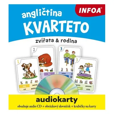 Angličtina KVARTETO - Audiokarty + CD (zvířata a rodina)