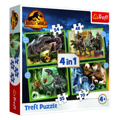 Trefl Puzzle Jurský svět: Nadvláda 4v1 (35,48,54,70 dílků) - Trefl