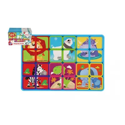 Puzzle magnetické deskové zvířata plast ve fólii 30x20x1cm