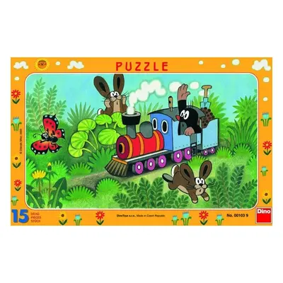 Puzzle deskové Krtek a lokomotiva 15 dílků