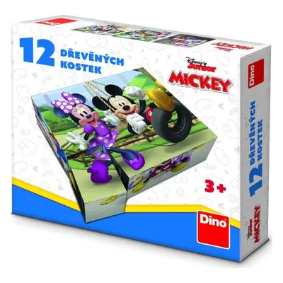 Mickey a Minnie - Dřevěné kostky 12 ks - Dino