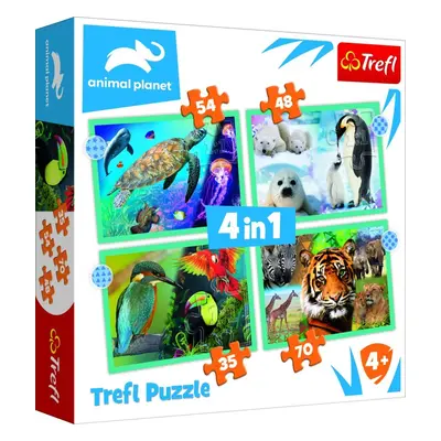 Trefl Puzzle Animal Planet: Záhadný svět zvířat 4v1 (35,48,54,70 dílků) - TOMI