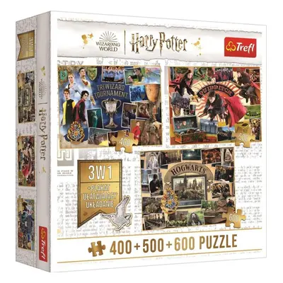 Trefl Puzzle Harry Potter: Turnaj tří kouzelníků, Famfrpál a Bradavice 400 + 500 + 600 dílků - T