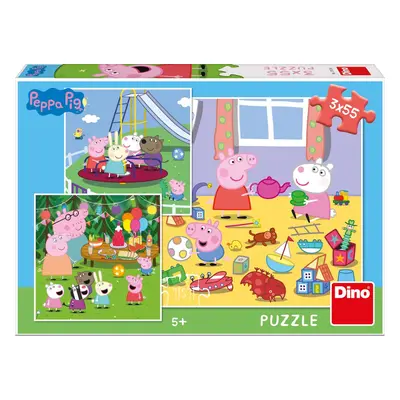 Puzzle Peppa Pig na prázdninách 3x55 dílků - Dino