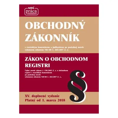 Obchodný zákonník XV. platný od 1. marca 2018