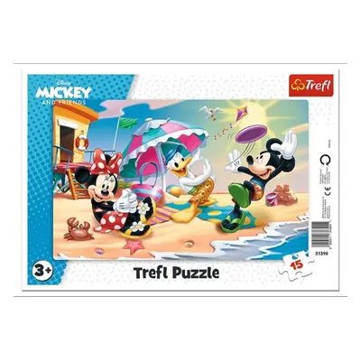 Trefl Puzzle Mickey Mouse a Minnie - Zábava na pláži / 15 dílků