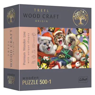 Trefl Wood Craft Origin Puzzle Vánoční kočky 501 dílků - dřevěné