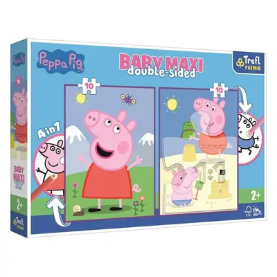 Trefl Puzzle Baby maxi Prasátko Peppa Dobrý den 2x10 dílků - oboustranné