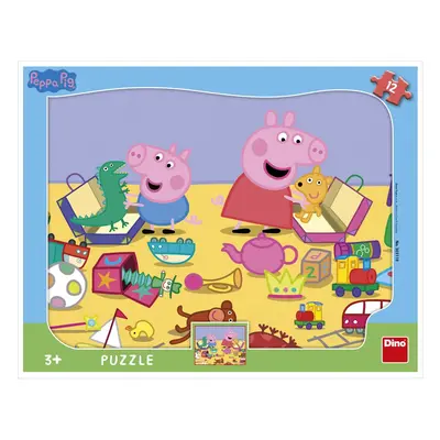 Puzzle Pepa Pig si hraje Tvary 12 dílků na podložce - Dino