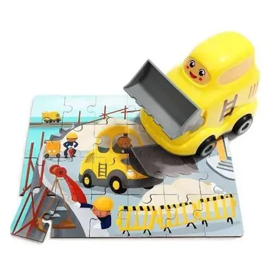 Puzzle Buldozer, dřevěné s hračkou