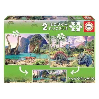 Puzzle Panorama Dinosauří svět 2x100 dílků