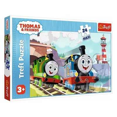 Puzzle Mašinka Tomáš: Tom a Percy na kolejích MAXI 24 dílků