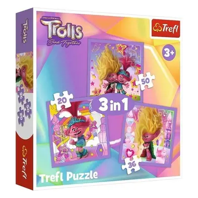 Puzzle Trollové 3: Seznamte se s Trollíky 3v1 (20,36,50 dílků)