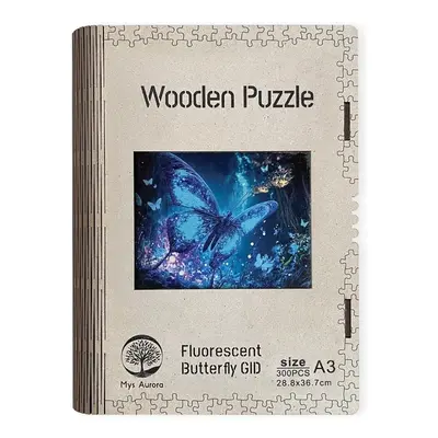 Wooden puzzle Fluorescent Butterfly A3 GID - svítící ve tmě - EPEE