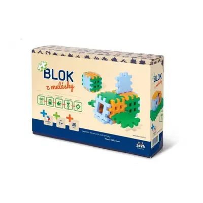 Stavebnice BLOK z melásky 36ks v krabici 22x15x6cm 12m+