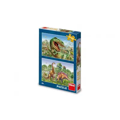 Puzzle Souboj dinosaurů 2 x 48 dílků