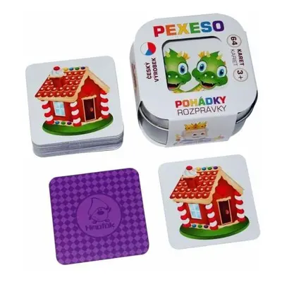 Pexeso Pohádky 64 karet společenská hra v plechové krabičce 6,5x6,5x4cm