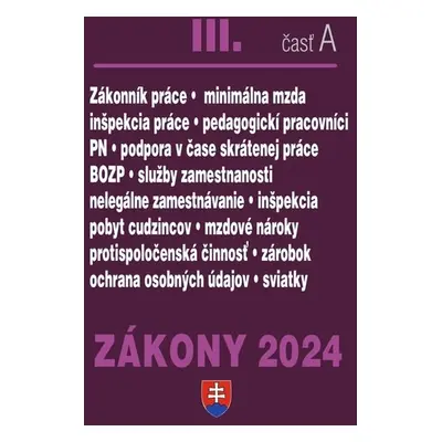 Zákony III A 2024 Pracovnoprávne vzťahy a zamestnávanie