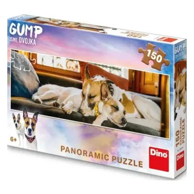 Puzzle panorama Gump jsme dvojka na gauči 150 dílků