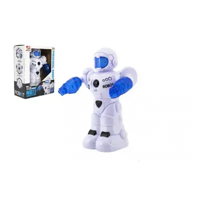 Robot jezdící plast 26cm Ang. mluvící na baterie se světlem se zvukem v krabici 22x28x11cm