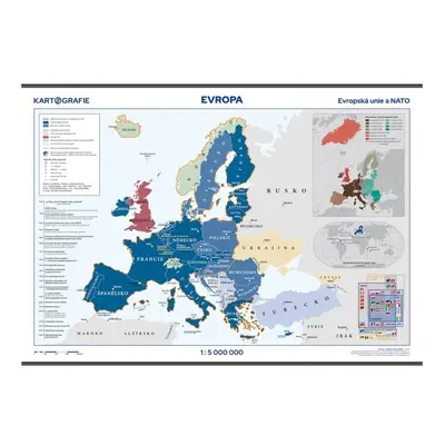 Evropa - Evropská unie a NATO 1:5 000 000 nástěnná mapa, 1. vydání