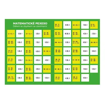 Pexeso: Matematika - Dělení se zbytkem se závorkami - Martin Staněk