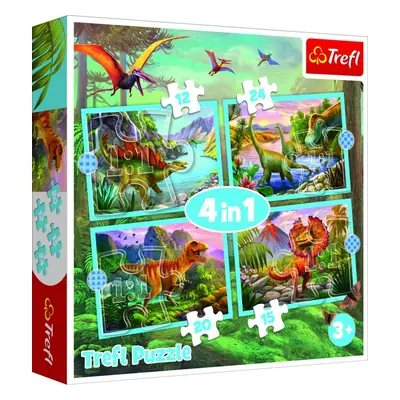 Puzzle Jedineční dinosauři 4v1 (12,15,20,24 dílků) - Trefl