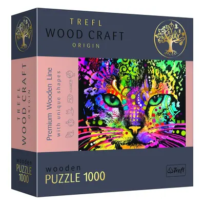 Trefl Wood Craft Origin Puzzle Barevná kočka 1000 dílků - dřevěné - Trefl