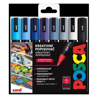 Posca sada popisovačů PC-5M, WINTER, 1,8 - 2,5 mm, mix chladných tónů (8 ks)