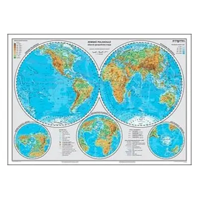 Zemské polokoule obecně geografická mapa