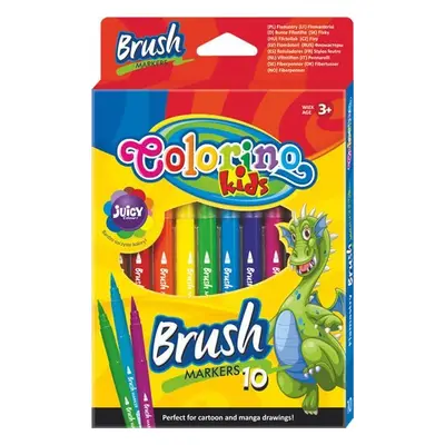 Colorino fixy Brush, dlouhý štětcový hrot, 10 barev