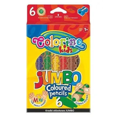 Colorino pastelky kulaté JUMBO, s ořezávátkem, 6 barev