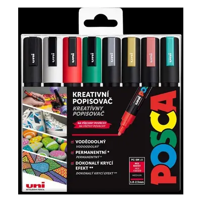 Posca sada popisovačů PC-5M, CHRISTMAS, 1,8 - 2,5 mm, mix vánočních barev (8 ks)